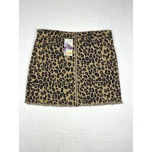 ee:some Women's Leopard Print Raw Hem Zip Front Mini
